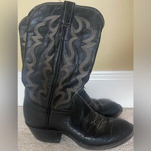 Mens Sz 8 D Black Leather Western Cowboy Boots